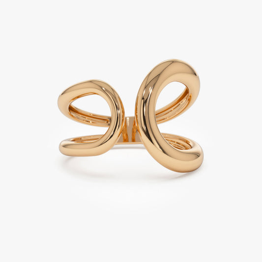 14K Gold Crescent Moon Ring | Chunky Stacking Band for Women | Bold Wedding Jewelry | VLOVE