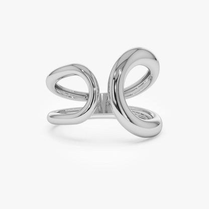 14K Gold Crescent Moon Ring | Chunky Stacking Band for Women | Bold Wedding Jewelry | VLOVE