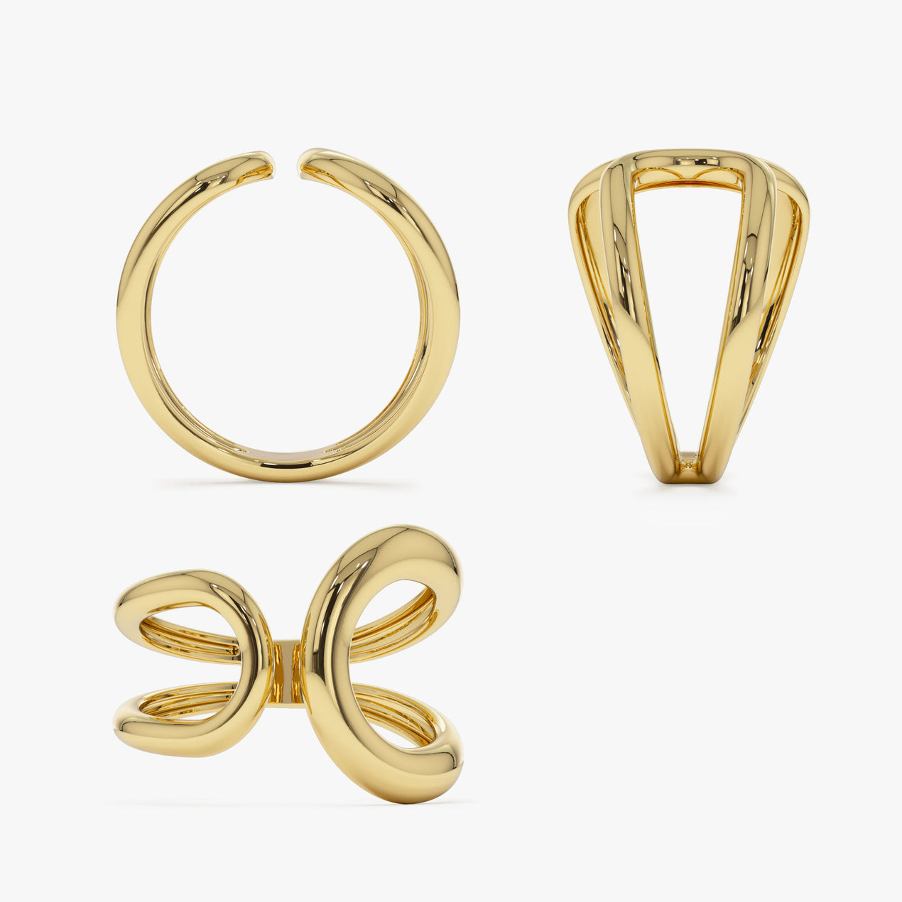 14K Gold Crescent Moon Ring | Chunky Stacking Band for Women | Bold Wedding Jewelry | VLOVE