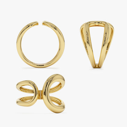 14K Gold Crescent Moon Ring | Chunky Stacking Band for Women | Bold Wedding Jewelry | VLOVE