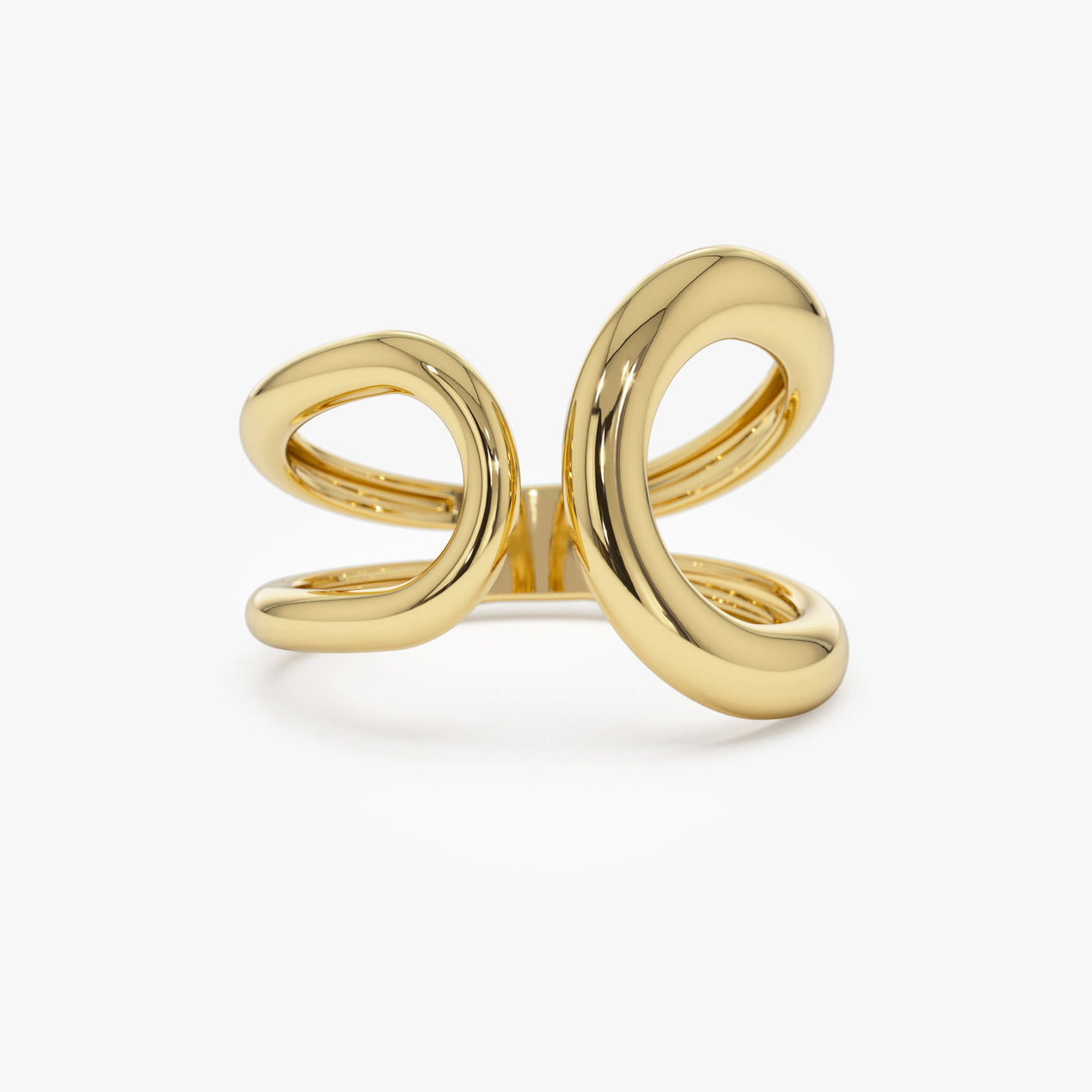 14K Gold Crescent Moon Ring | Chunky Stacking Band for Women | Bold Wedding Jewelry | VLOVE
