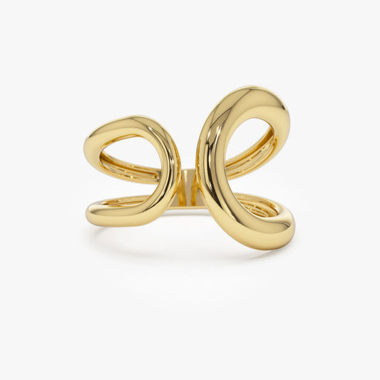14K Gold Crescent Moon Ring | Chunky Stacking Band for Women | Bold Wedding Jewelry | VLOVE