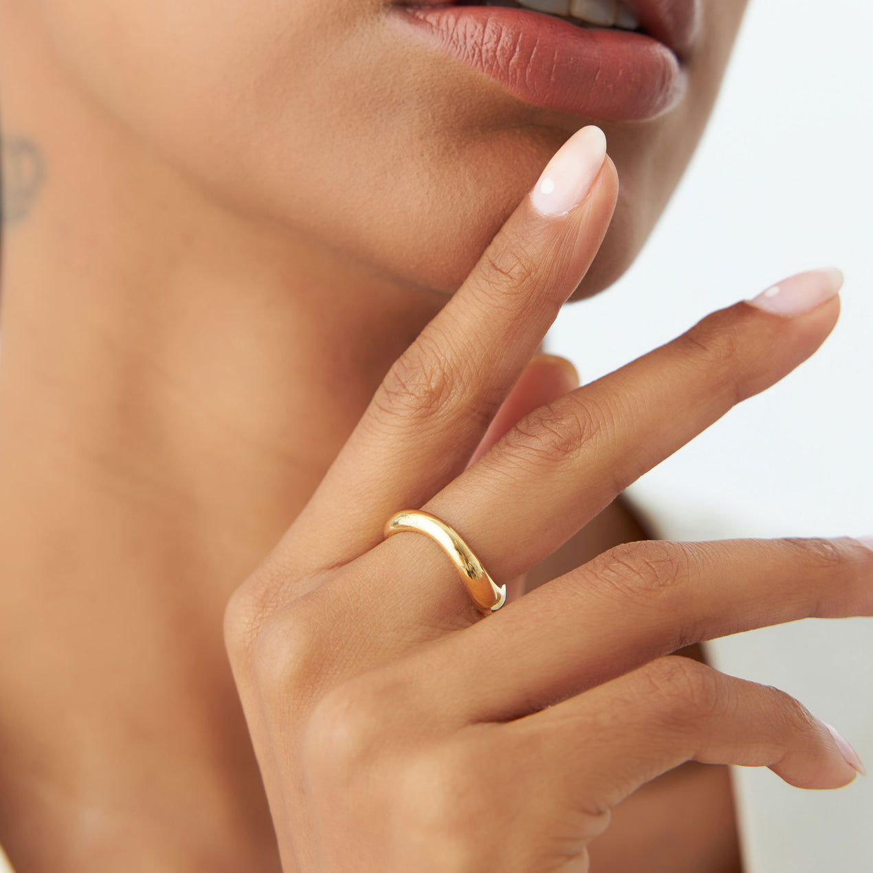 14K Amorphic Shape Ring | Abstract Art Jewelry | Statement Band for Women | VLOVE