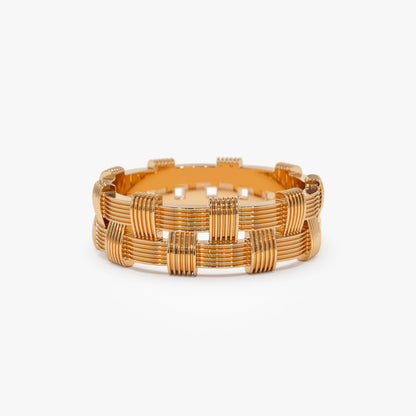 14K Ribbed Woven Ring | Textured Stacking Band | Bohemian Jewelry for Women | VLOVE
