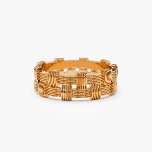 14K Ribbed Woven Ring | Textured Stacking Band | Bohemian Jewelry for Women | VLOVE