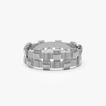 14K Ribbed Woven Ring | Textured Stacking Band | Bohemian Jewelry for Women | VLOVE