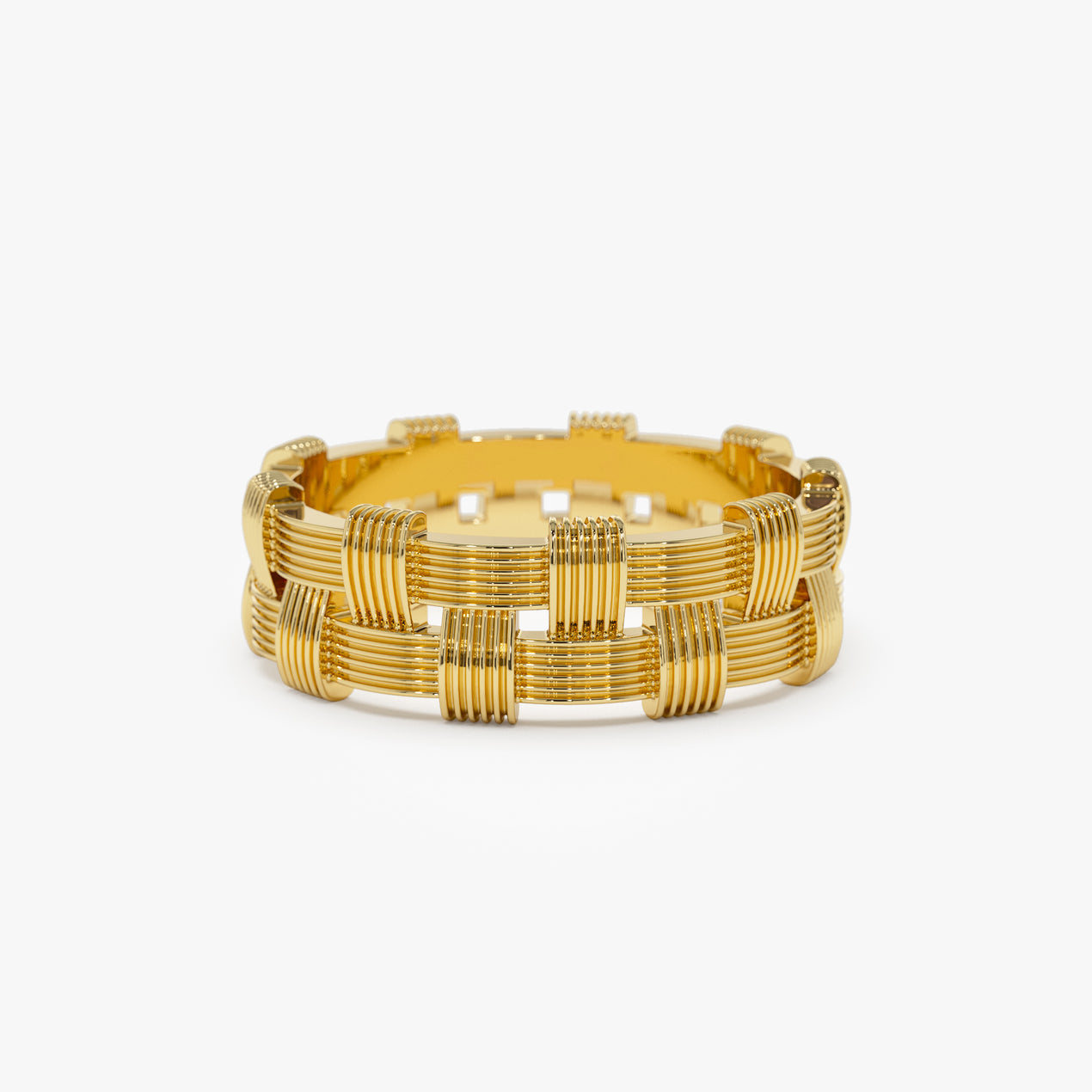 14K Ribbed Woven Ring | Textured Stacking Band | Bohemian Jewelry for Women | VLOVE