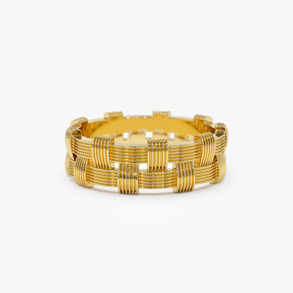 14K Ribbed Woven Ring | Textured Stacking Band | Bohemian Jewelry for Women | VLOVE