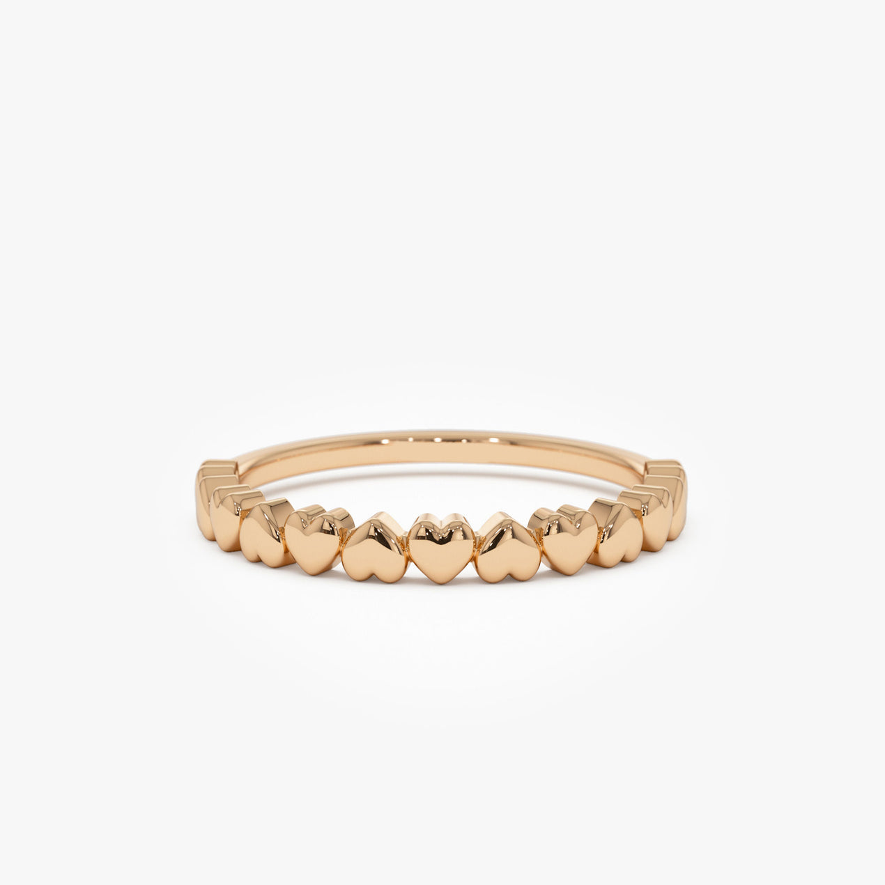 14K Dainty Heart Stacking Ring | Delicate Gold Band for Women | Romantic Layering Jewelry | VLOVE