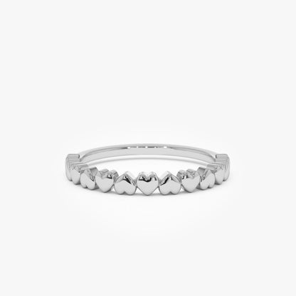 14K Dainty Heart Stacking Ring | Delicate Gold Band for Women | Romantic Layering Jewelry | VLOVE