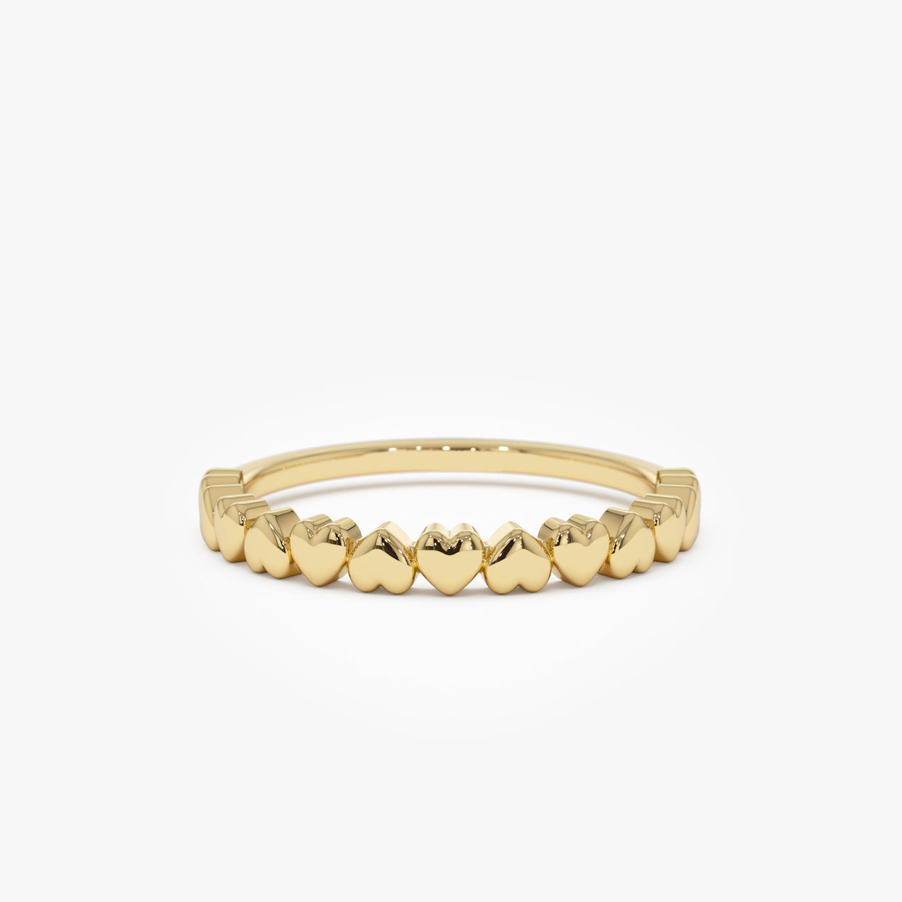 14K Dainty Heart Stacking Ring | Delicate Gold Band for Women | Romantic Layering Jewelry | VLOVE