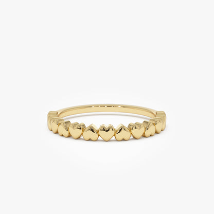 14K Dainty Heart Stacking Ring | Delicate Gold Band for Women | Romantic Layering Jewelry | VLOVE