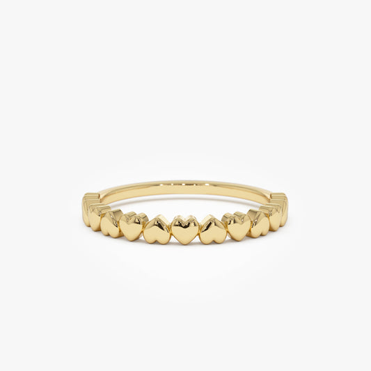 14K Dainty Heart Stacking Ring | Delicate Gold Band for Women | Romantic Layering Jewelry | VLOVE
