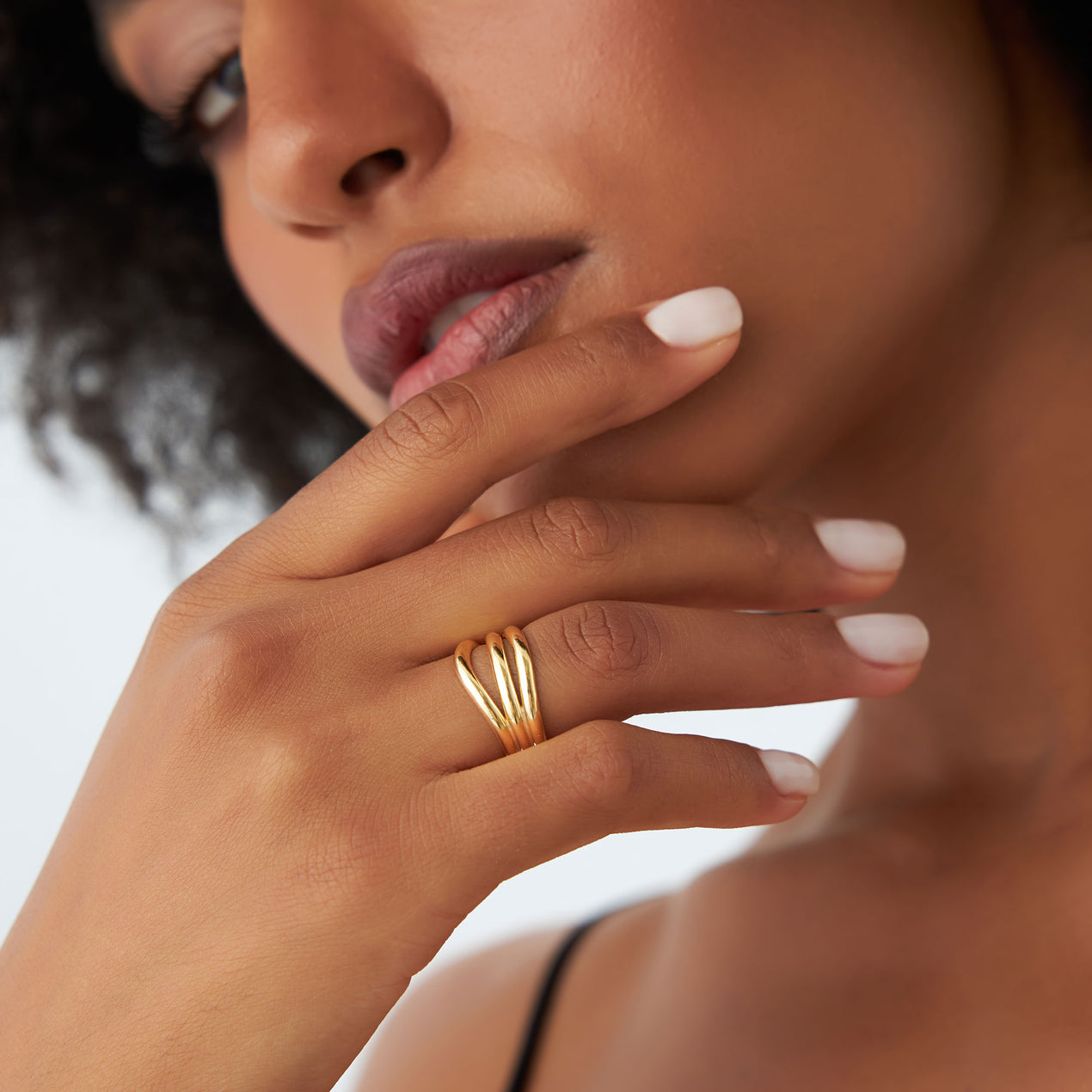 14K Chunky Curved Stacking Ring | Bold Gold Band for Women | Modern Statement Jewelry | VLOVE