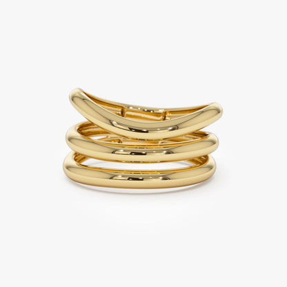 14K Chunky Curved Stacking Ring | Bold Gold Band for Women | Modern Statement Jewelry | VLOVE