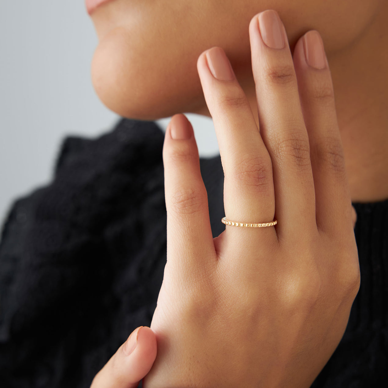14K Beaded Wedding Band | Milgrain Edge Ring | Vintage Inspired Bridal Jewelry | Comfort Fit