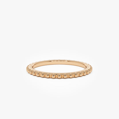 14K Beaded Wedding Band | Milgrain Edge Ring | Vintage Inspired Bridal Jewelry | Comfort Fit