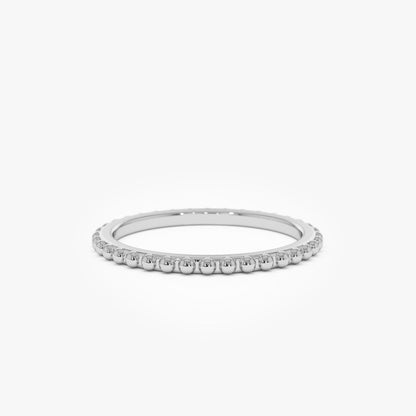 14K Beaded Wedding Band | Milgrain Edge Ring | Vintage Inspired Bridal Jewelry | Comfort Fit