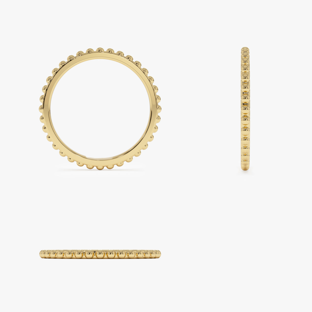 14K Beaded Wedding Band | Milgrain Edge Ring | Vintage Inspired Bridal Jewelry | Comfort Fit