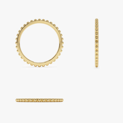 14K Beaded Wedding Band | Milgrain Edge Ring | Vintage Inspired Bridal Jewelry | Comfort Fit