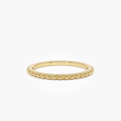 14K Beaded Wedding Band | Milgrain Edge Ring | Vintage Inspired Bridal Jewelry | Comfort Fit