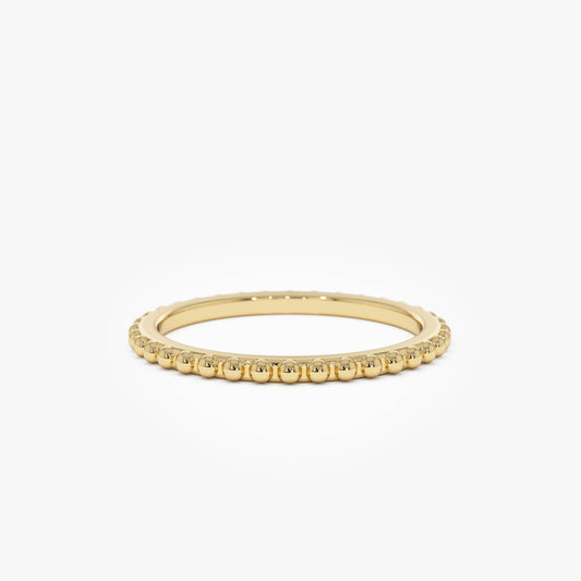 14K Beaded Wedding Band | Milgrain Edge Ring | Vintage Inspired Bridal Jewelry | Comfort Fit