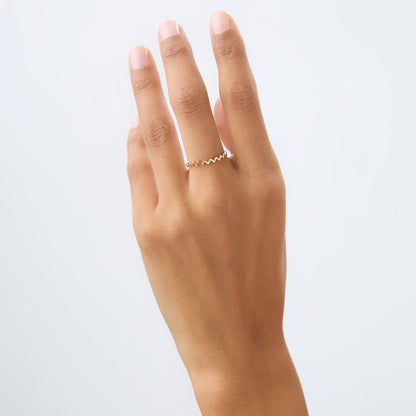 14K Gold Zig Zag Stacking Ring | Thin Textured Band | Minimalist Layering Jewelry | VLOVE