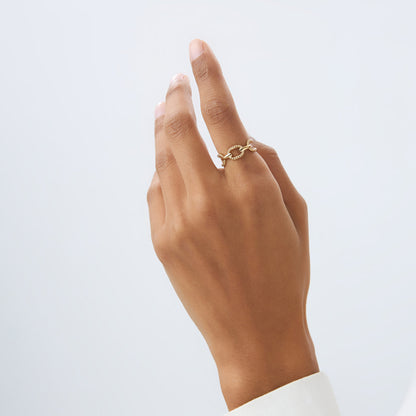 14K Twisted Rope Ring | Solid Gold Stackable Band | Textured Jewelry for Women | VLOVE