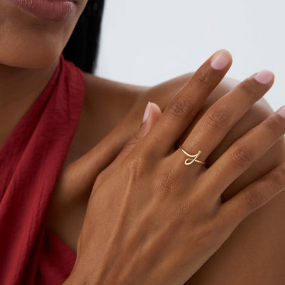 14K Wire Letter Ring | Custom Initial Jewelry | Minimalist Stackable Ring | Personalized Gift