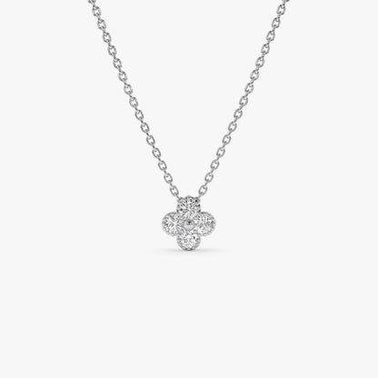 14K Diamond Clover Beaded Necklace | Gold Lucky Charm Pendant | Women's Symbolic Jewelry | VLOVE