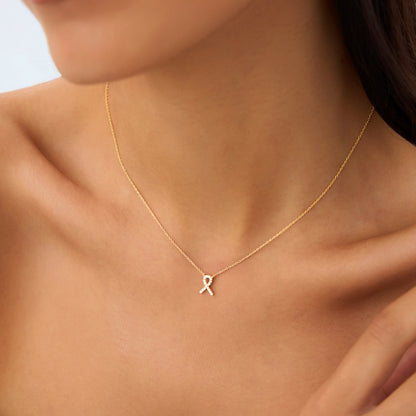 14K Diamond Ribbon Necklace | Solid Gold Elegant Jewelry | Women's Luxury Gift | VLOVE