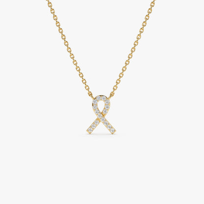 14K Diamond Ribbon Necklace | Solid Gold Elegant Jewelry | Women's Luxury Gift | VLOVE