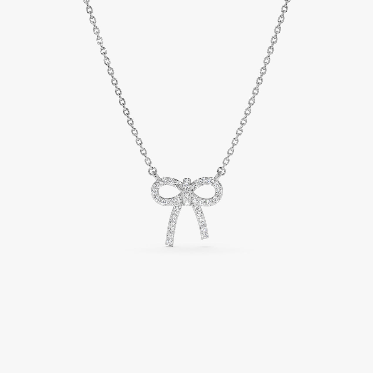 14K Diamond Bow Necklace | Solid Gold Elegant Jewelry | Women's Luxury Gift | VLOVE