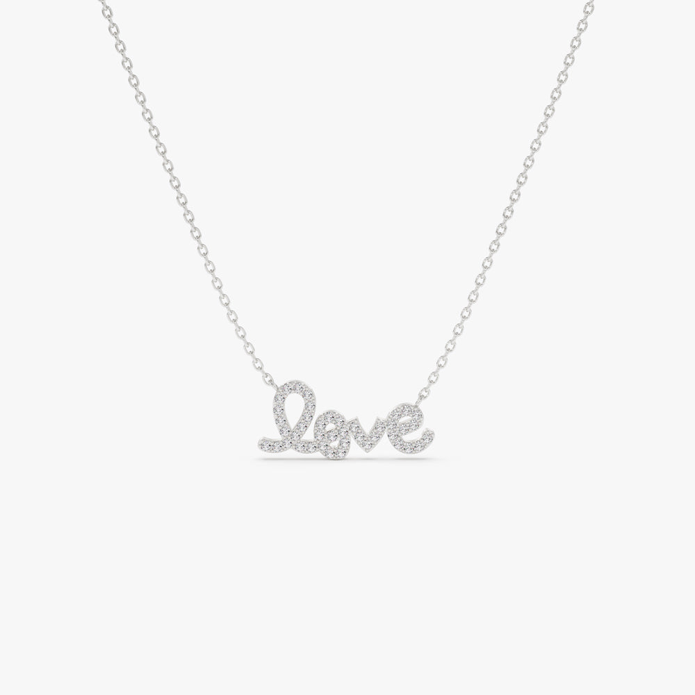 14K Gold Diamond Love Necklace | Solid Gold Symbol Pendant | Romantic Jewelry Gift for Her | VLOVE