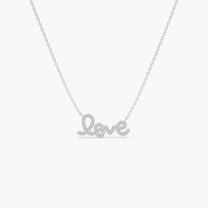 14K Gold Diamond Love Necklace | Solid Gold Symbol Pendant | Romantic Jewelry Gift for Her | VLOVE