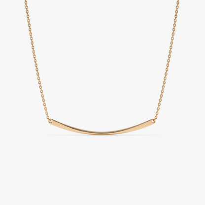 14K Gold Curved Bar Necklace | Minimalist Pendant Jewelry | Modern Layering Chain for Women | VLOVE