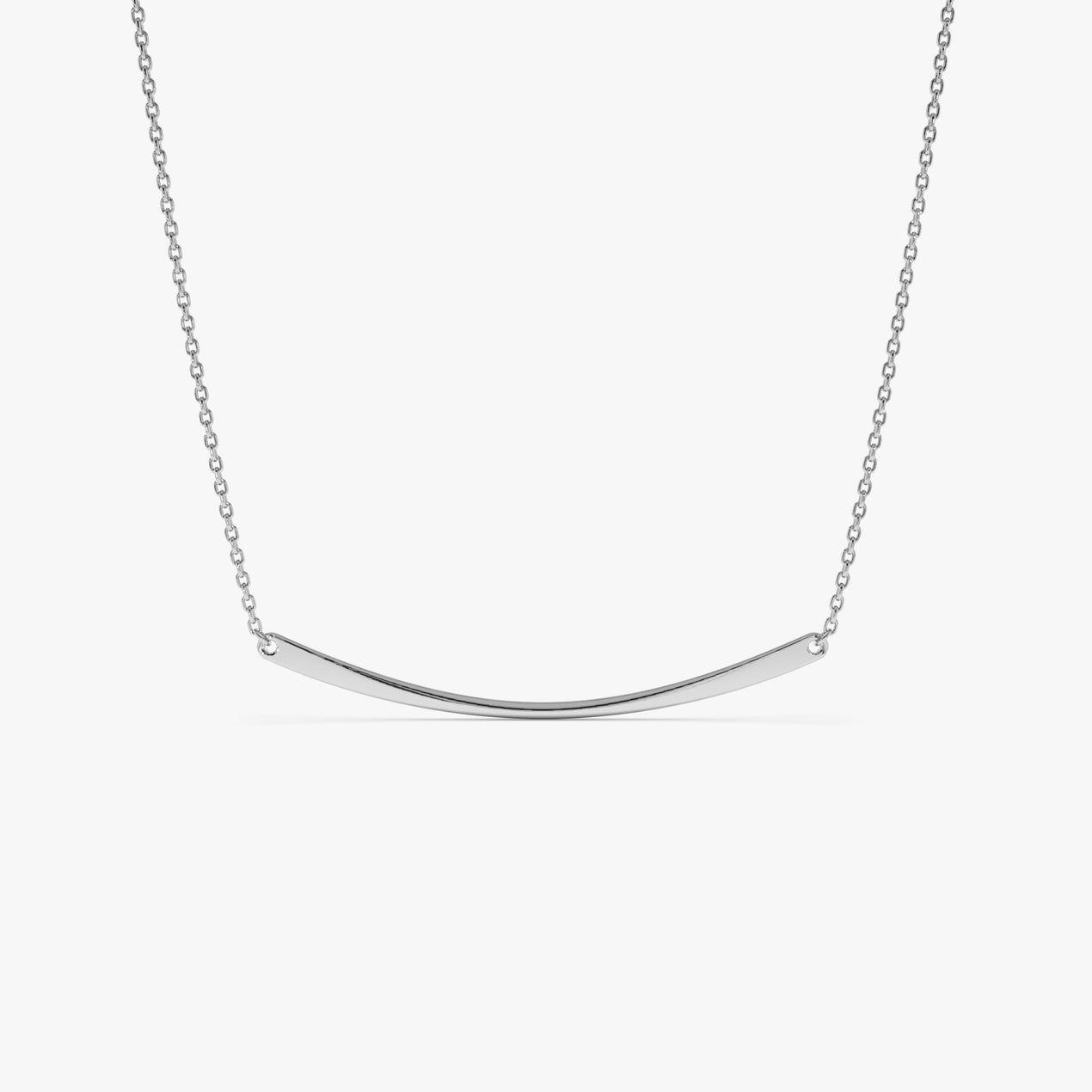 14K Gold Curved Bar Necklace | Minimalist Pendant Jewelry | Modern Layering Chain for Women | VLOVE