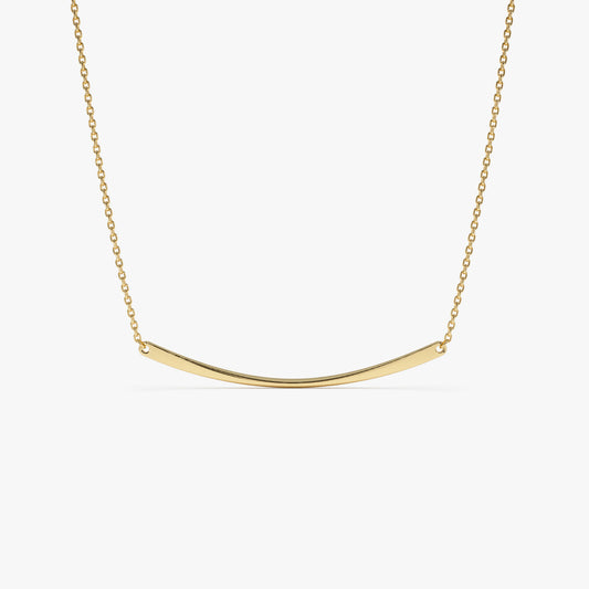 14K Gold Curved Bar Necklace | Minimalist Pendant Jewelry | Modern Layering Chain for Women | VLOVE