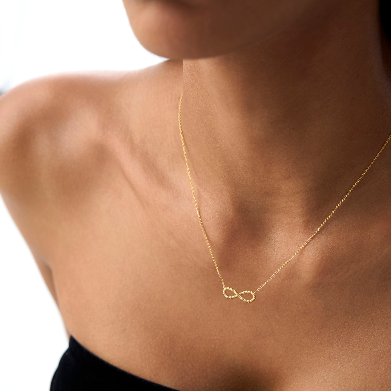 14K Twist Rope Infinity Necklace | Gold Symbol Pendant | Meaningful Jewelry Gift for Women | VLOVE