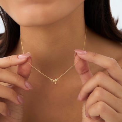 Ribbon Necklace | 14K Gold Minimalist Design | Dainty Chain for Layering | Everyday Jewelry