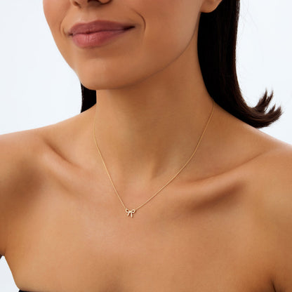 Ribbon Necklace | 14K Gold Minimalist Design | Dainty Chain for Layering | Everyday Jewelry