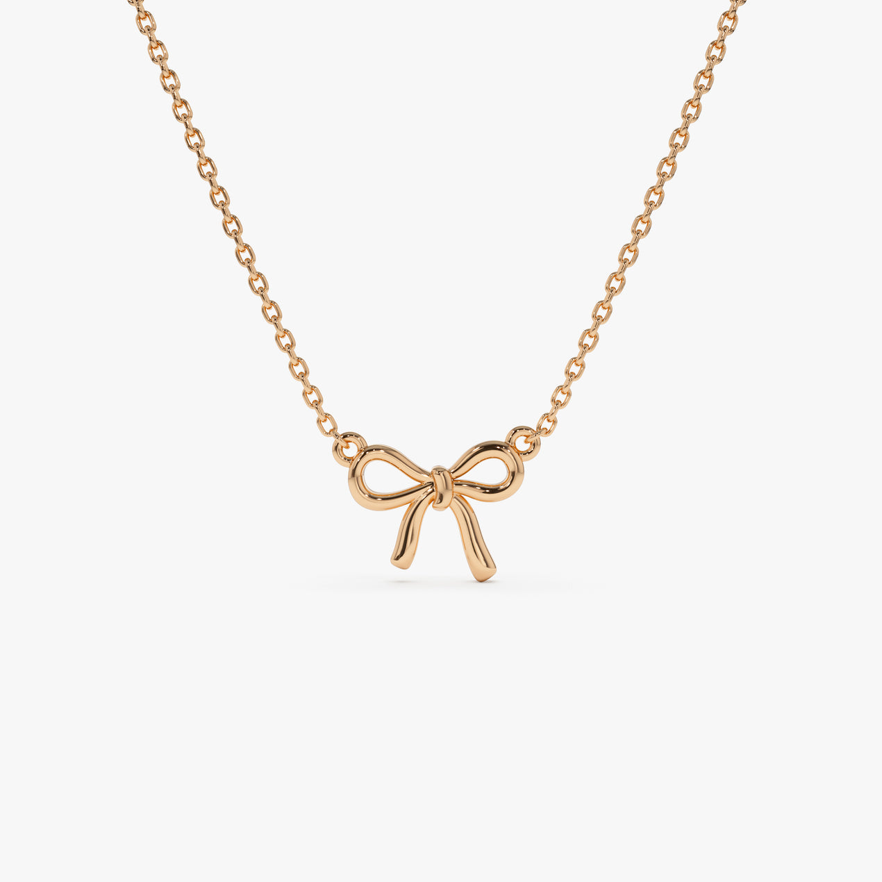 Ribbon Necklace | 14K Gold Minimalist Design | Dainty Chain for Layering | Everyday Jewelry