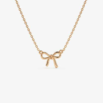 Ribbon Necklace | 14K Gold Minimalist Design | Dainty Chain for Layering | Everyday Jewelry
