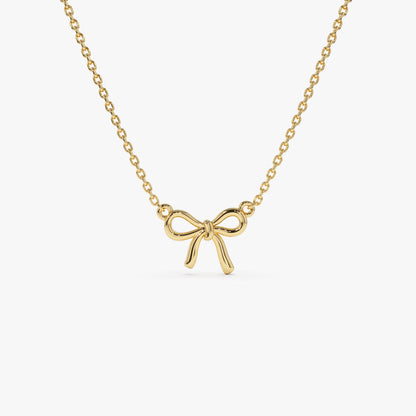 Ribbon Necklace | 14K Gold Minimalist Design | Dainty Chain for Layering | Everyday Jewelry