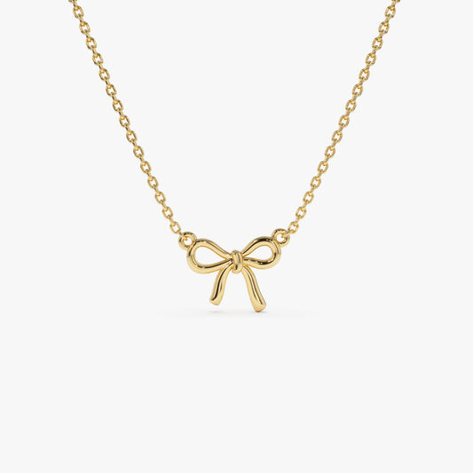 Ribbon Necklace | 14K Gold Minimalist Design | Dainty Chain for Layering | Everyday Jewelry