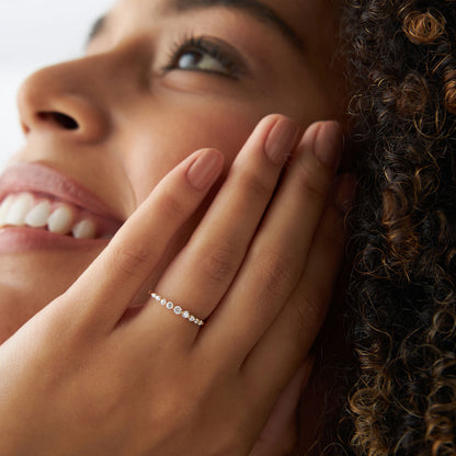 14K Solid Gold Diamond Wedding Band | 0.30 CTW Shared Prong Setting | Minimalist Stackable Ring | VLOVE