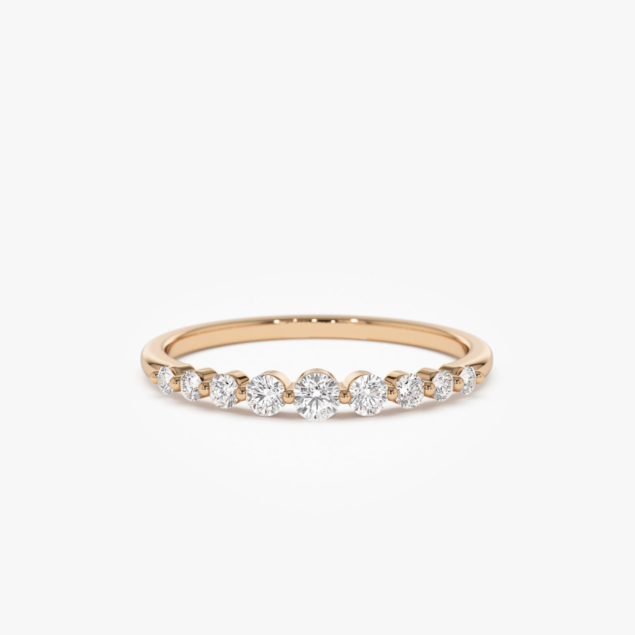 14K Solid Gold Diamond Wedding Band | 0.30 CTW Shared Prong Setting | Minimalist Stackable Ring | VLOVE