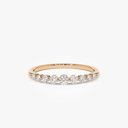 14K Solid Gold Diamond Wedding Band | 0.30 CTW Shared Prong Setting | Minimalist Stackable Ring | VLOVE
