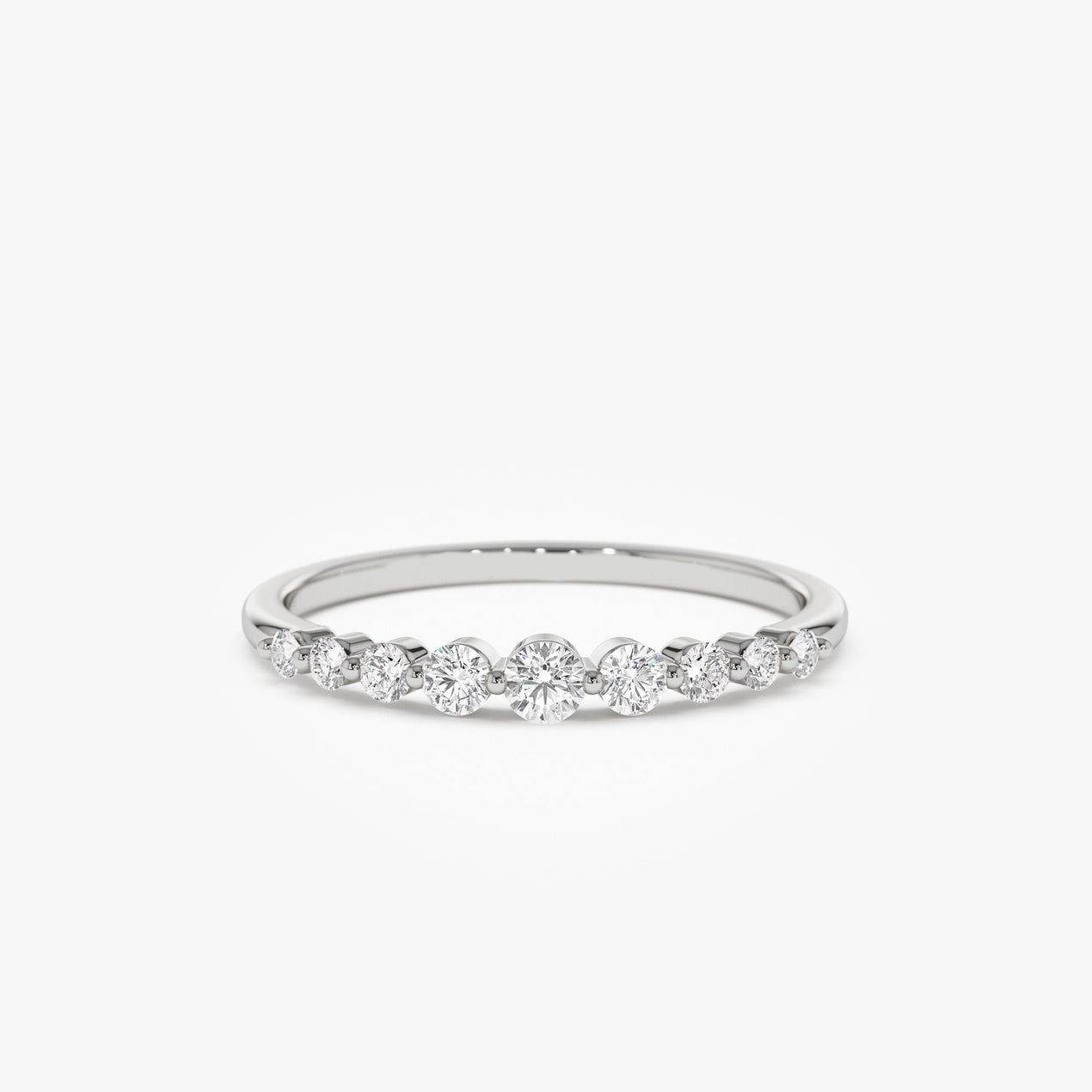 14K Solid Gold Diamond Wedding Band | 0.30 CTW Shared Prong Setting | Minimalist Stackable Ring | VLOVE