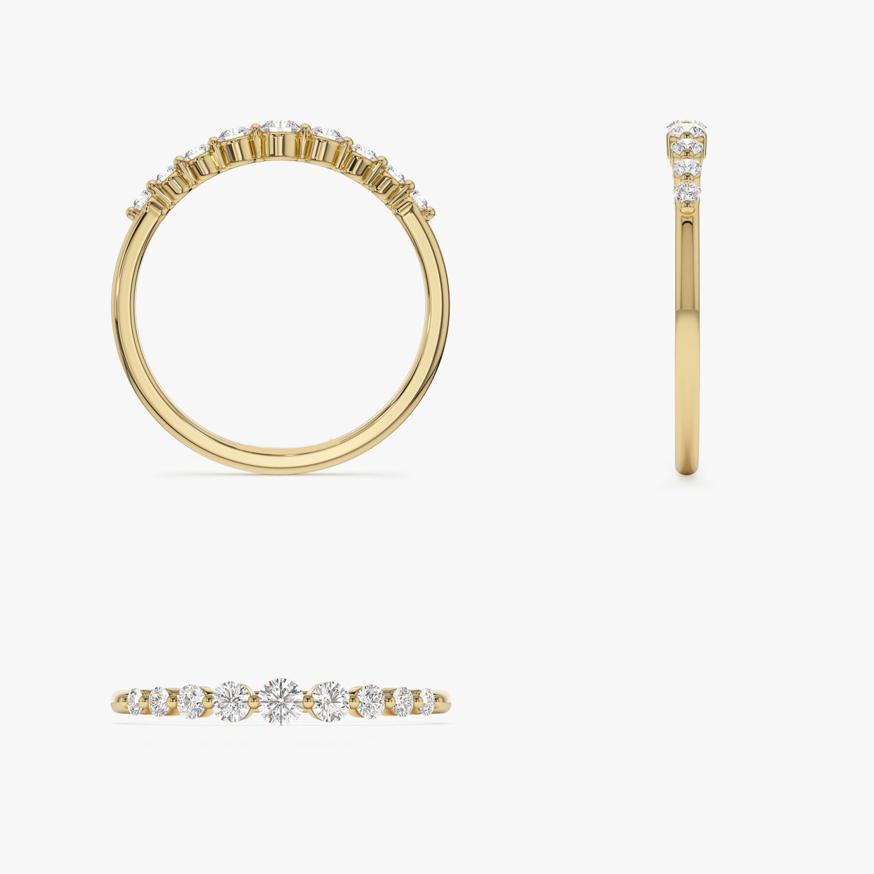 14K Solid Gold Diamond Wedding Band | 0.30 CTW Shared Prong Setting | Minimalist Stackable Ring | VLOVE